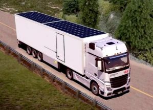 In Germany, solar panels are installed on the roofs of trucks