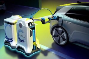 Volkswagen engineers come up with robots for charging electric vehicles